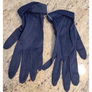 Vintage Womens Size S 6.5 Blue Nylon Formal 8.5" Gloves Chevron Cuff